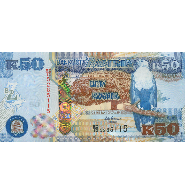 Zambia 50 Kwacha 2012 Pick 53a (Nice Number)